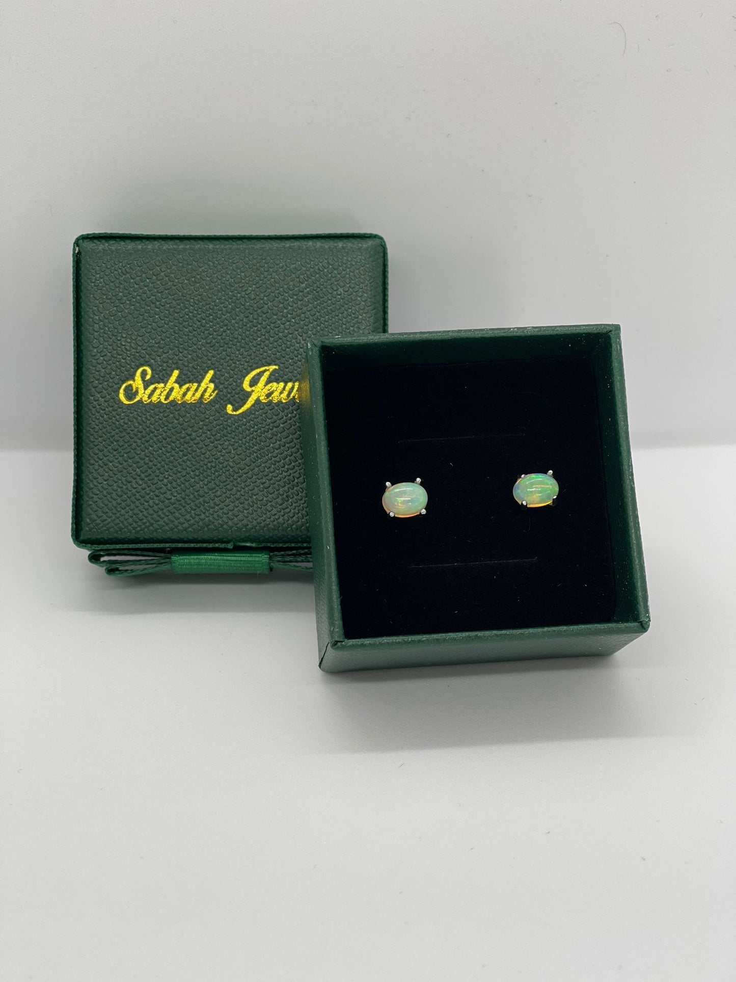 Silver Opal Stud Earrings