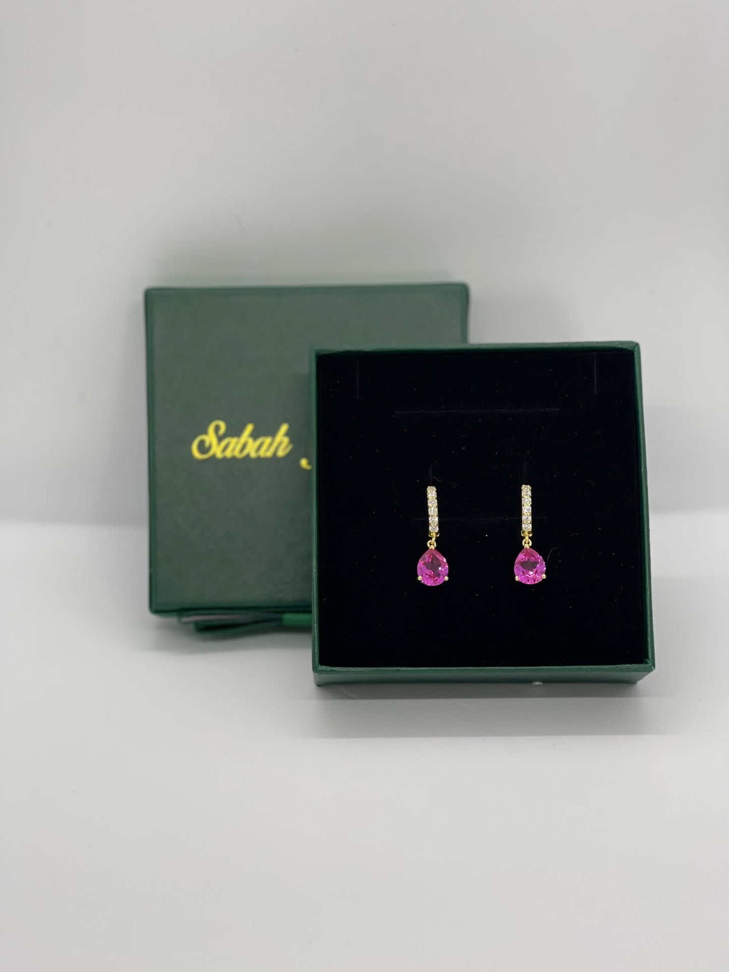 Pink Zircon Tear Drop Gold Plated