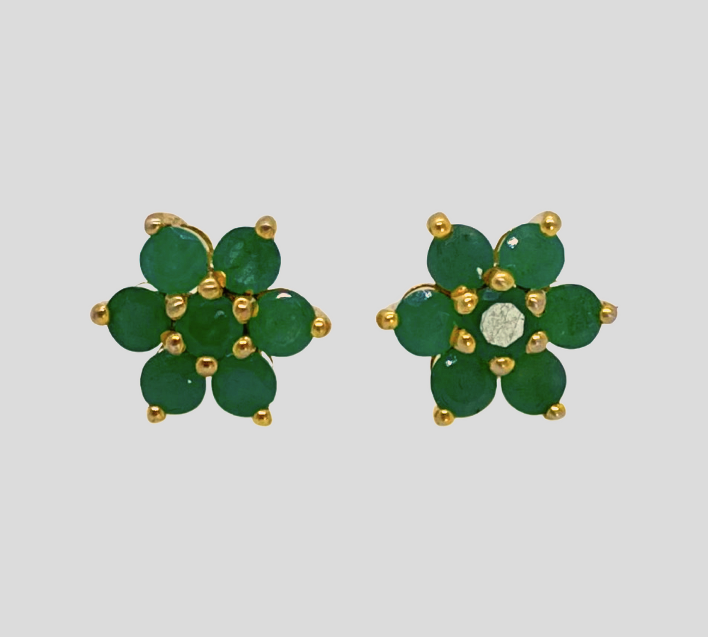 Emerald Flower Stud Gold Plated