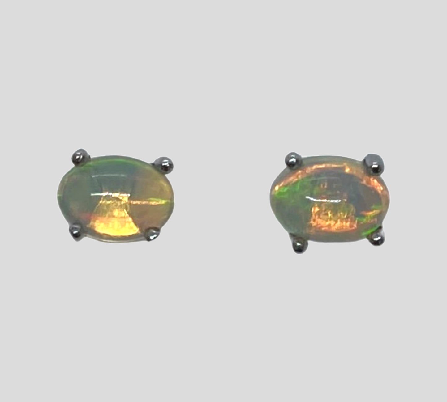 Silver Opal Stud Earrings