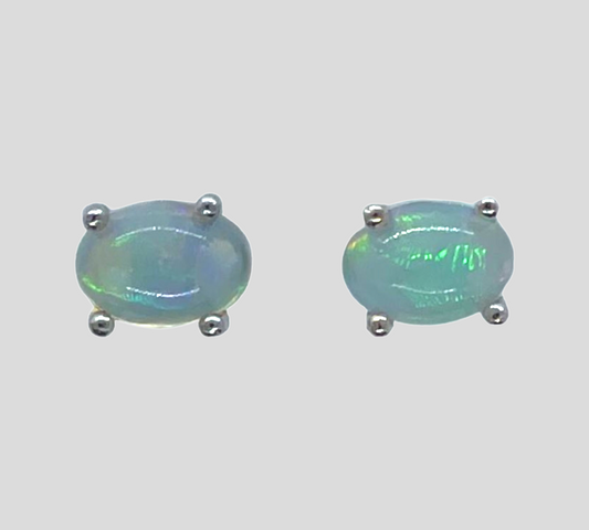 Silver Opal Stud Earrings